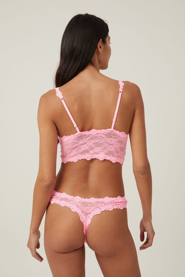 Stretch Lace Thong Brief, PINK SORBET