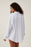 Flannel Boyfriend Long Sleeve Shirt Personalised, PANNA COTTA/BLUE CHECK - alternate image 3