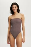 Strapless One Piece Cheeky, WILLOW BROWN CRINKLE STRIPE - alternate image 4