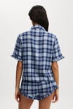 Flannel Short Sleeve Shirt And Short Sleep Set, NAVY BLUE CHECK - alternate image 3