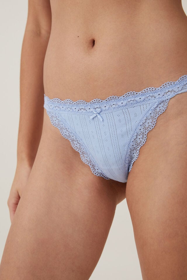 Organic Cotton and Lace Full Briefs - White