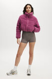 The Mother Puffer Cropped Sherpa Jacket, RED VIOLET - example image 4