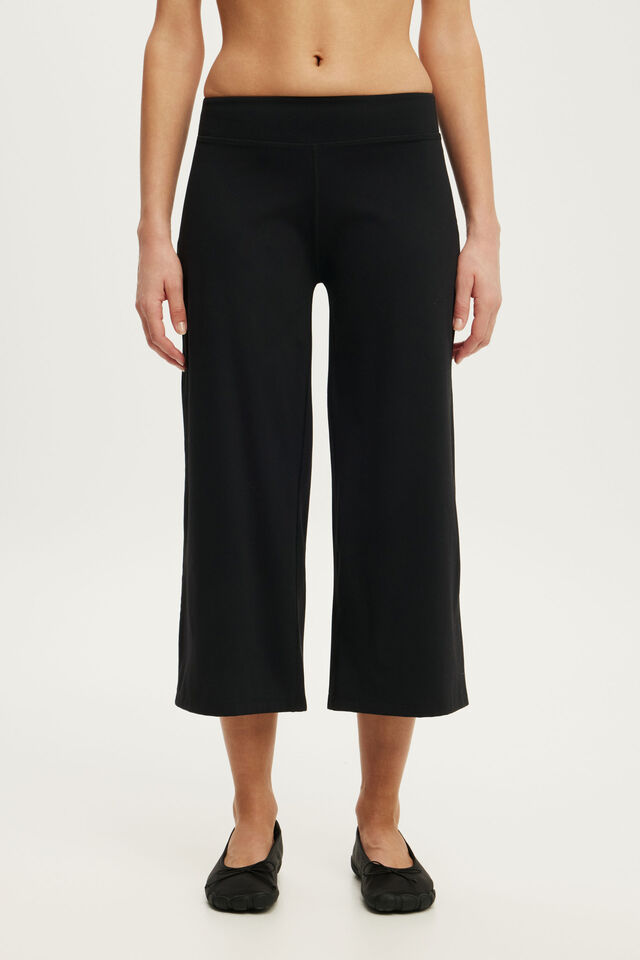 Studio Cropped Wide Leg Pant, BLACK