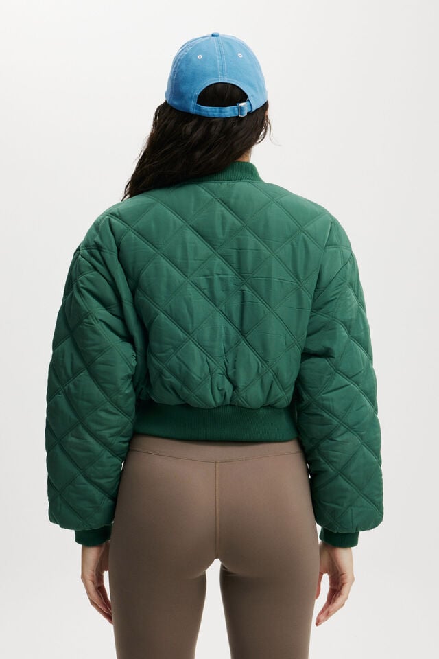 Quilted Rib Bomber Jacket, SPORTY GREEN