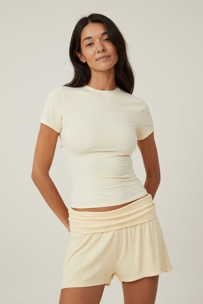 Soft Lounge Fitted T-Shirt, PANNA COTTA