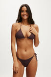 String Tie Side Brazilian Bikini Bottom, WILLOW BROWN CRINKLE - example image 4