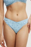 Organic Cotton Pointelle G String Brief, BOW STRIPE BLUE - alternate image 2