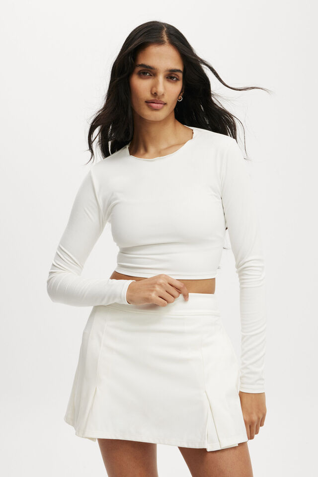 Ultra Soft Fitted Pleat Skirt, COCONUT MILK