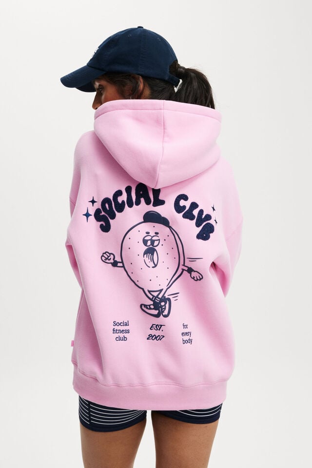 Plush Premium Graphic Hoodie, MILLENNIAL PINK/SOCIAL CLUB