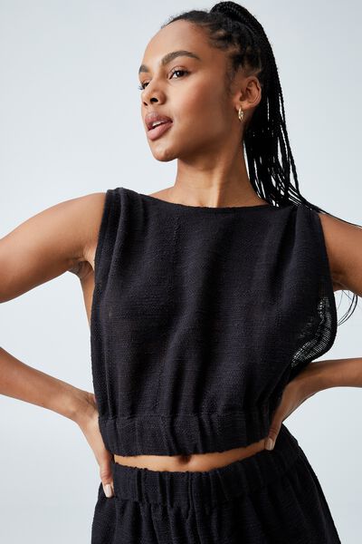 Beach Backless Top, WASHED BLACK