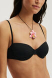 Gathered Thin Strap Balconette Bikini Top, BLACK - example image 2