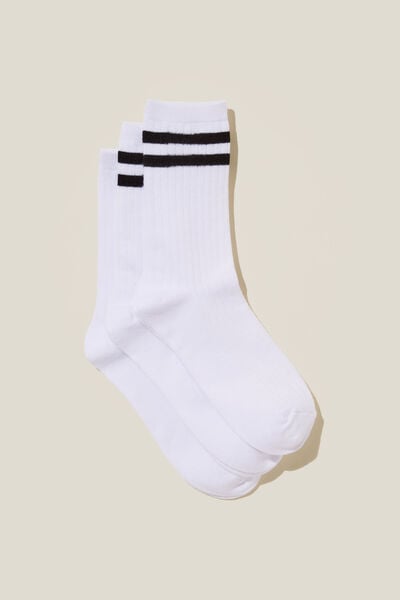Body Crew Socks 3Pk, WHITE/BLACK STRIPE