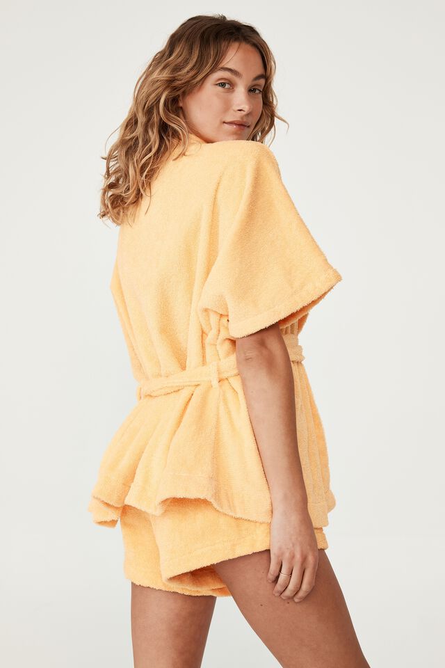 Short Sleeve Towelling Robe Personalisation, BANANA CREME