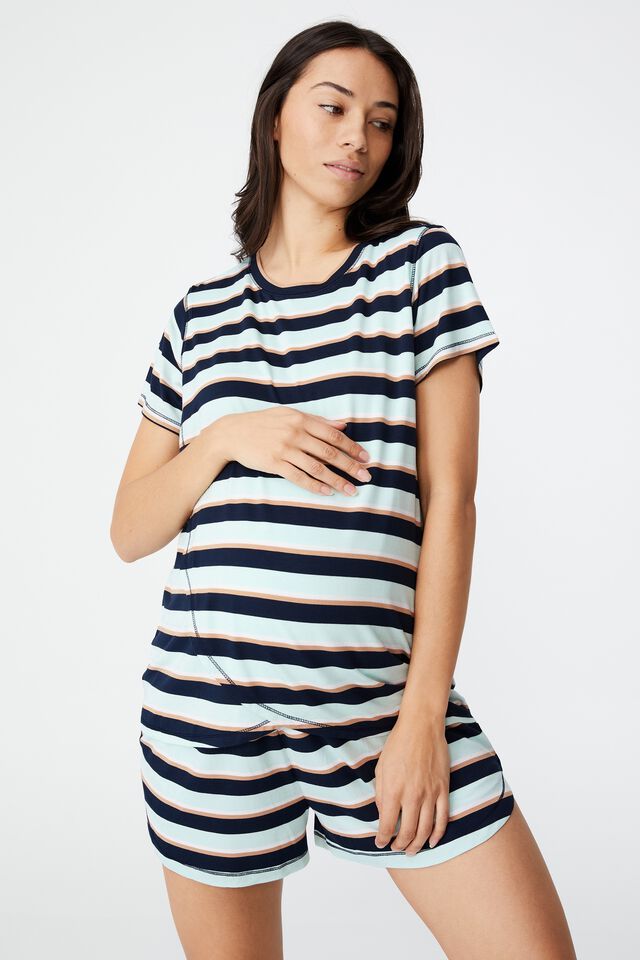 Sleep Recovery Maternity T Shirt, PEPPERMINT STRIPE