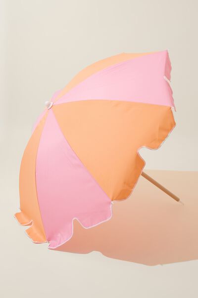 Coolum Beach Umbrella, PINK ORANGE COLOUR BLOCK