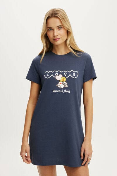 Relaxed Graphic T-Shirt Nightie, LCN LIN/LINE FRIENDS LOVE SALLY