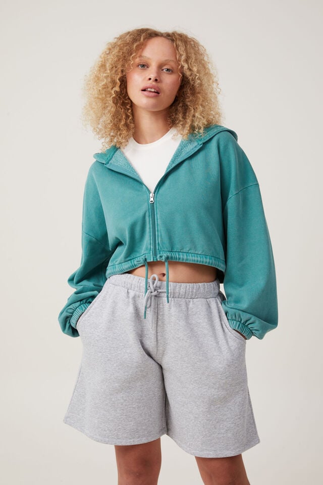 Lounge Cropped Hoodie, COLLEGE LAWN