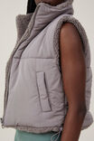 The Mother Puffer Sherpa Reversible Vest, DESERT GREY - alternate image 2