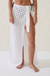 Open Mesh Beach Sarong Wrap Skirt, WHITE/CROCHET - alternate image 2