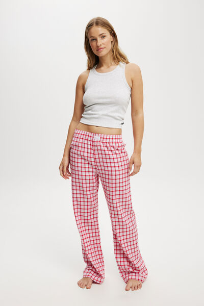 Flannel Boyfriend Boxer Pant, ROBBIN CHECK/CHERRY POP