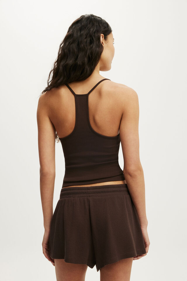 V-Neck Rib Cami, TOFFEE BEAN