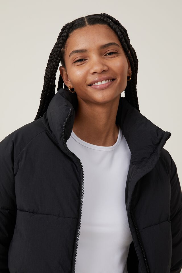 The Recycled Cropped Mother Puffer 2.0, BLACK