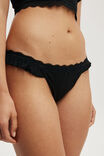 Organic Cotton Ruffle Bikini Brief, BLACK POINTELLE - alternate image 2