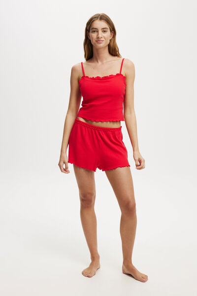 Soft Pointelle Short, LOBSTER RED