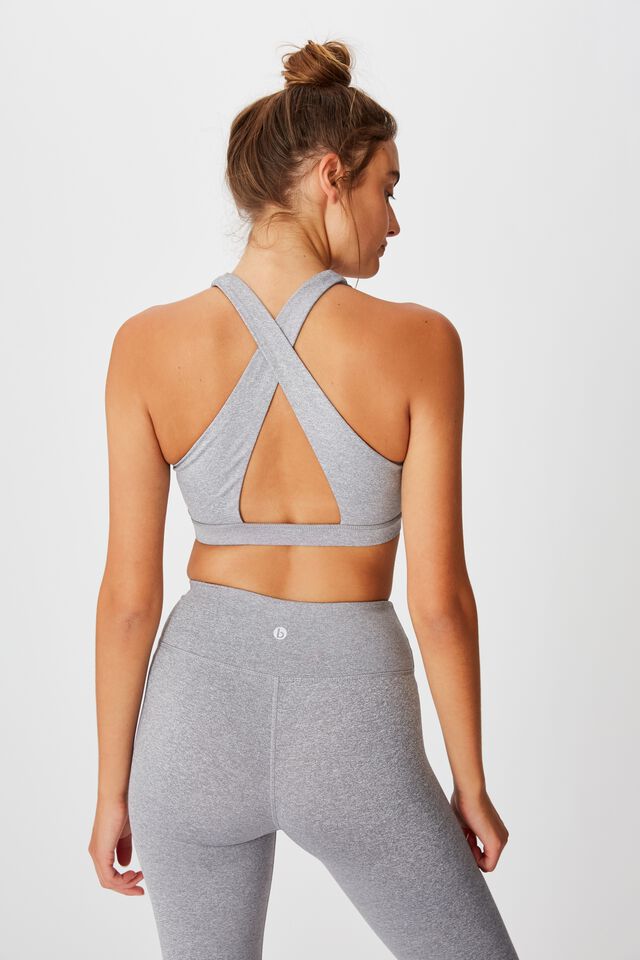 Workout Cut Out Crop, MID GREY MARLE