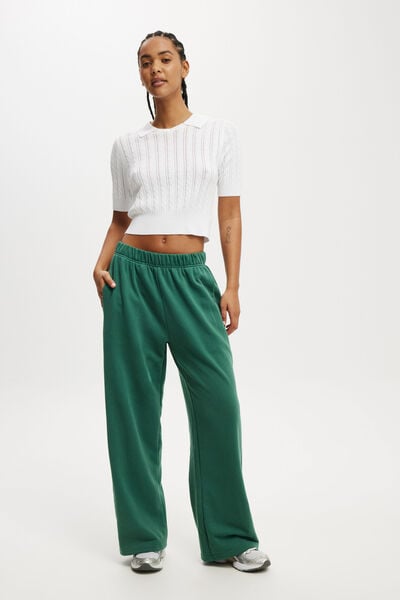 Relaxed Wide Leg Trackpant, SPORTY GREEN