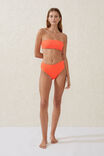 Highwaisted Cheeky Bikini Bottom, VIBRANT ORANGE CRINKLE - alternate image 1