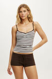 Select Colour: JEAN STRIPE LT GREY MARLE/TOFFEE BEAN/RUCHED