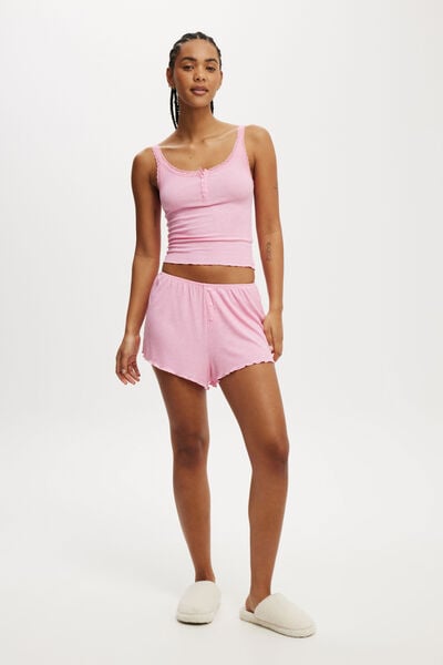 Sleepy Rib Flared Short, MILLENIAL PINK MARLE