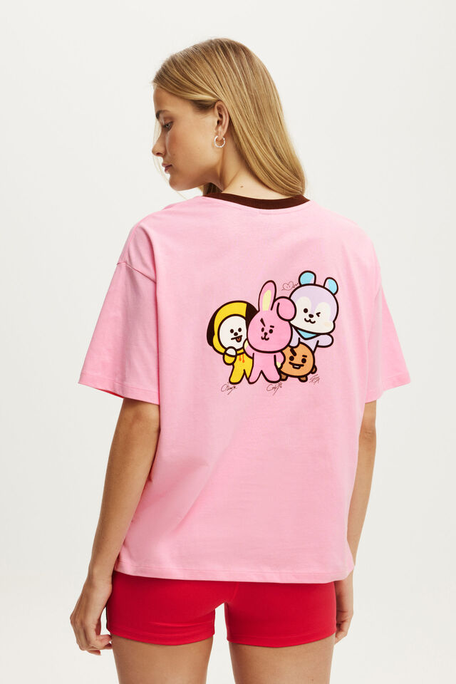 BT21 Active Graphic Tee, LCN BT21/PRISIM PINK