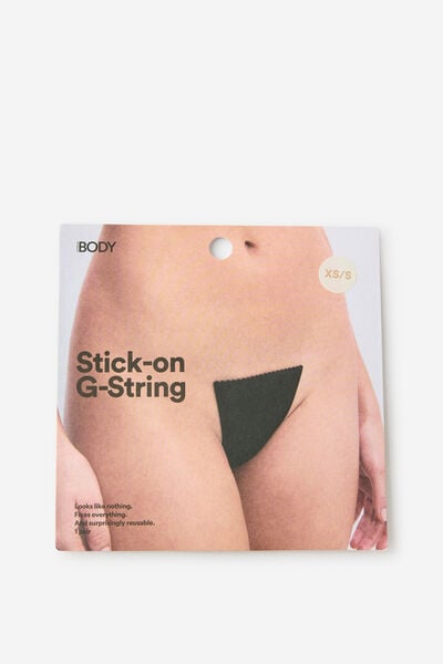 Stick On No Show G String, BLACK