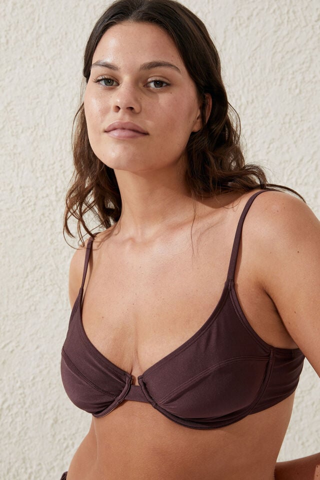 Balconette Bra Bikini Top, WILLOW BROWN SHIMMER