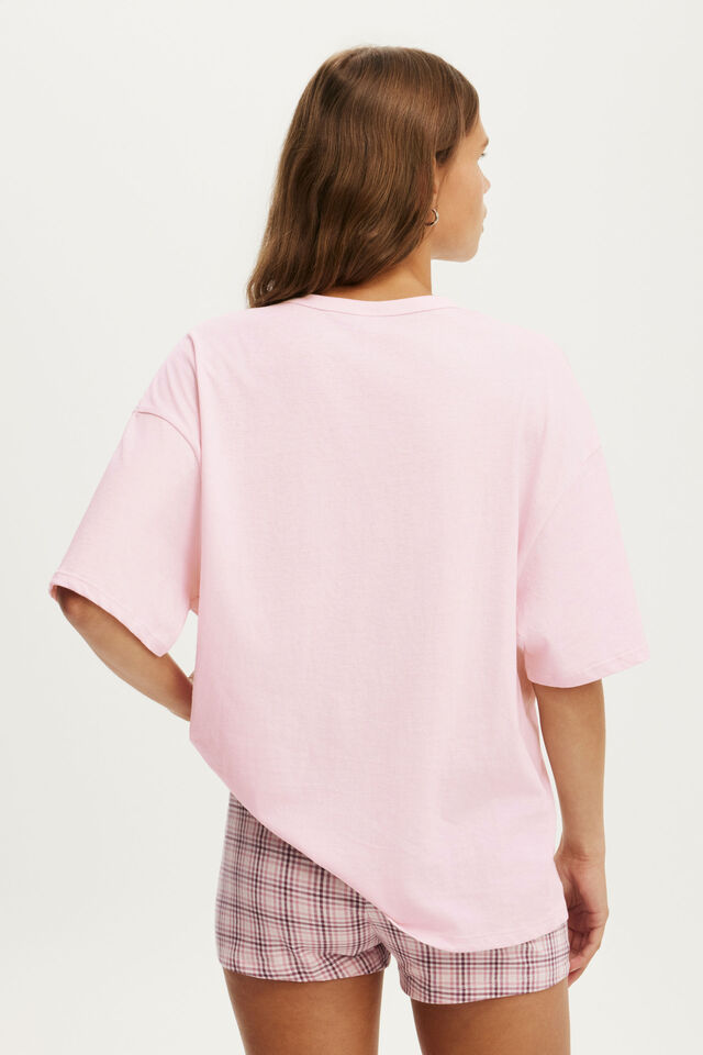 Oversized Lounge Graphic Tee, HEART ARGYLE PINK KISS