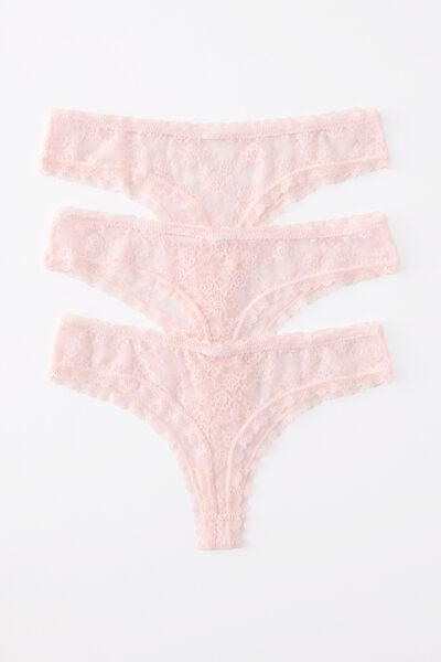 Remi Lace Tanga G - String 3 Pack, PINK KISS