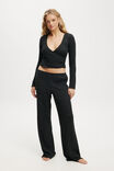 Super Soft Ribbed Wrap Top, EBONY MARLE - example image 4