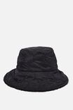 Reversible Sherpa Bucket Hat, BLACK