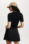 Lightweight Knit Polo Tshirt, BLACK - alternate image 3