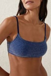 Straight Neck Crop Bikini Top, LAPIS BLUE METALLIC - alternate image 2