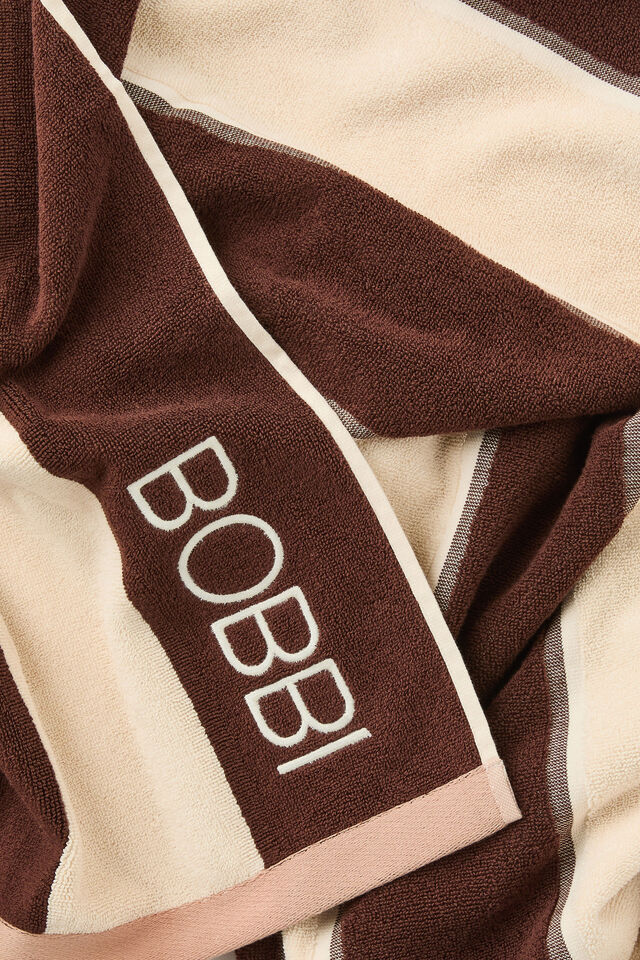 Personalised Solana Cotton Beach Towel, CLASSIC ESPRESSO STRIPE