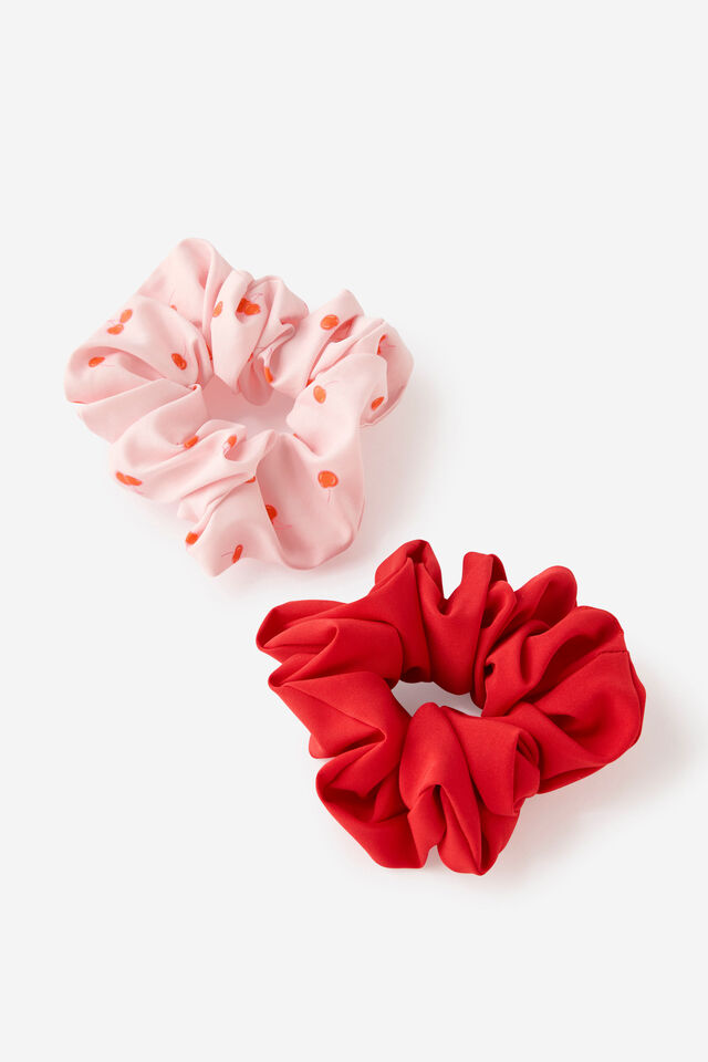 2Pk Scrunchies, GLOW BERRY/SASHA CHERRY MULTI