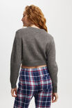 Cropped Knit Cardigan, CHARCOAL - alternate image 3