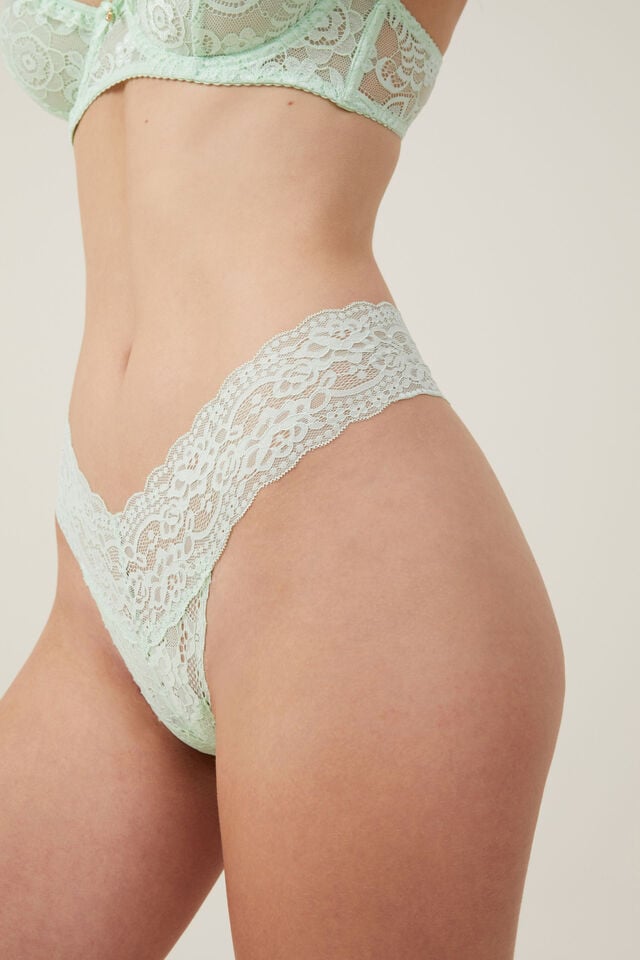 Everyday Lace Thong Brief, SPEARMINT