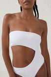 Strapless Cut Out One Piece Brazilian, WHITE WIDE RIB - alternate image 2