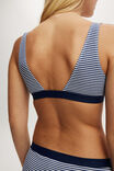 Organic Cotton Branded Rib Plunge Bralette, VOYAGE STRIPE - alternate image 2