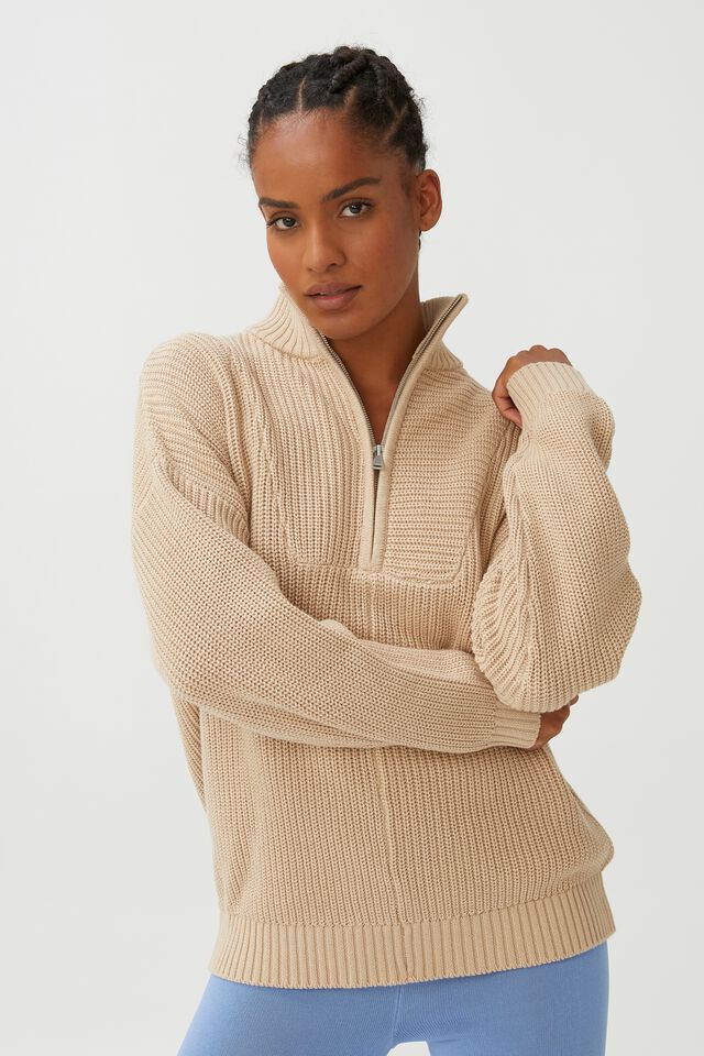 Active Chunky Knit Jumper, SESAME