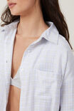 Flannel Boyfriend Long Sleeve Shirt, PANNA COTTA/BLUE CHECK - alternate image 2